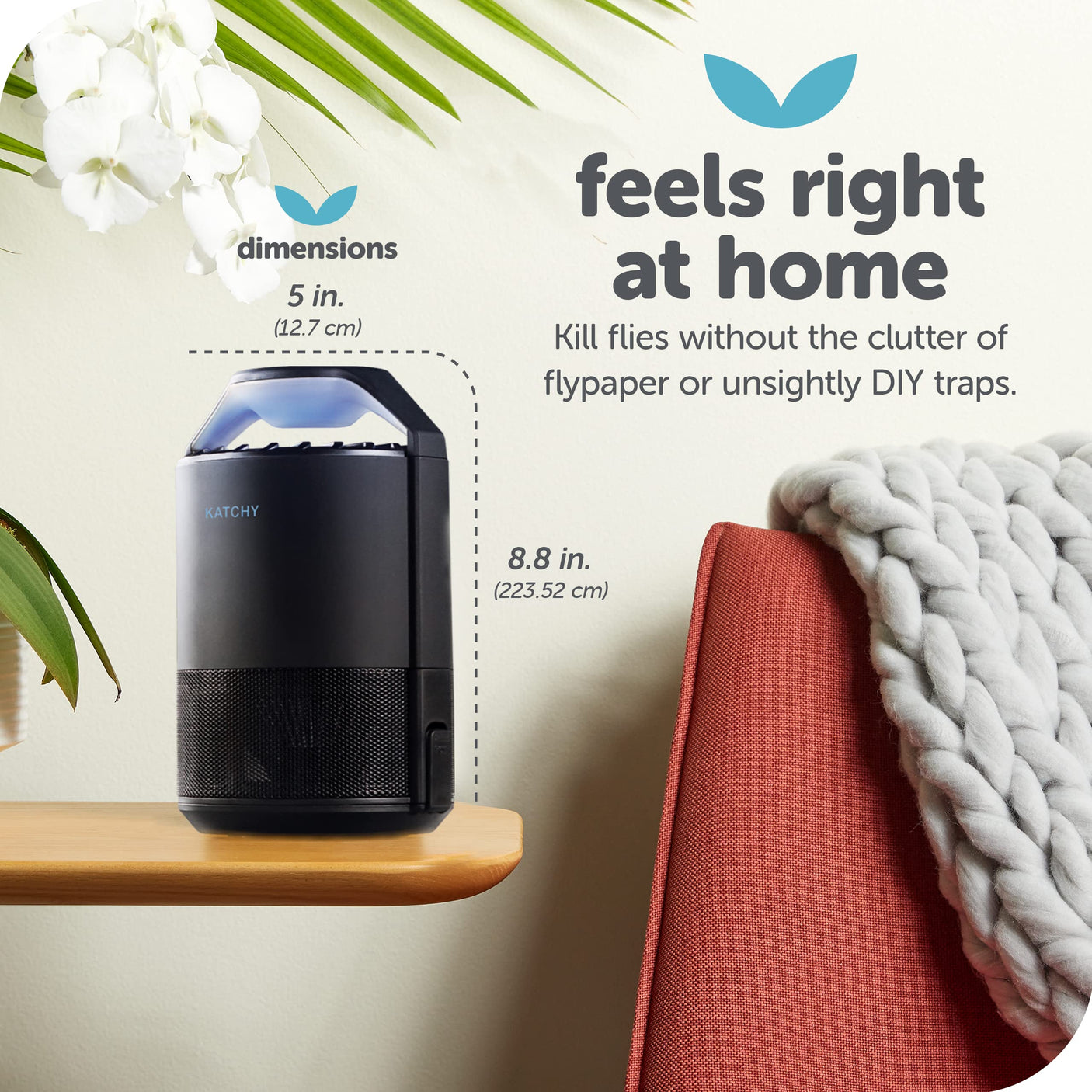 Katchy Indoor Insect Trap - Catcher & Killer for Mosquitos, Gnats, Moths, Fruit Flies - Non-Zapper Traps for Inside Your Home - Catch Insects Indoors with Suction, Bug Light & Sticky Glue (Black)