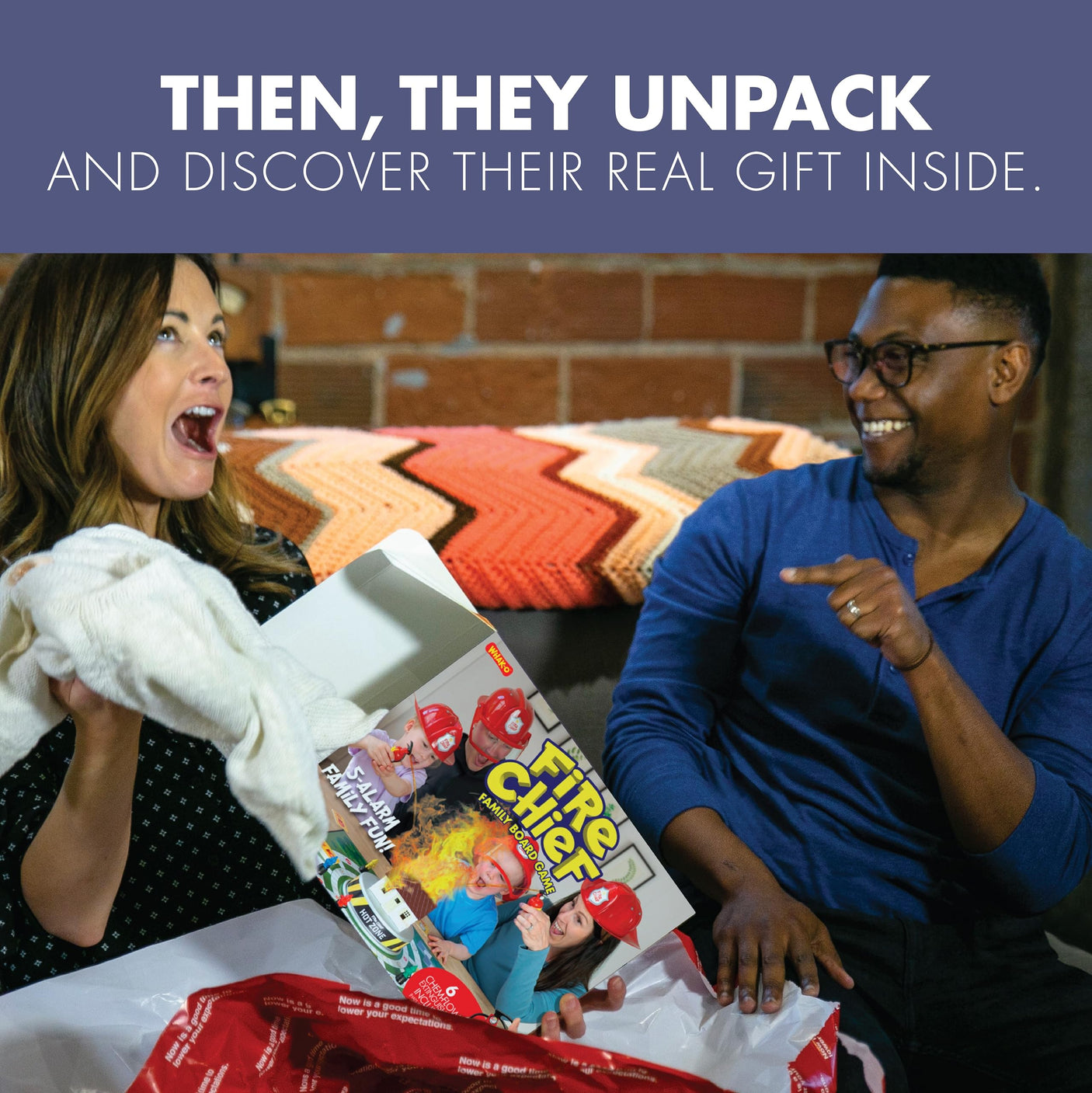 Prank-O My First Fire Prank Gift Box – Empty Box for Wrapping Real Presents – Hilarious Fake Packaging for Birthdays, Christmas, and Holidays – Fun Gag Gift Box for Men, Women, and Kids