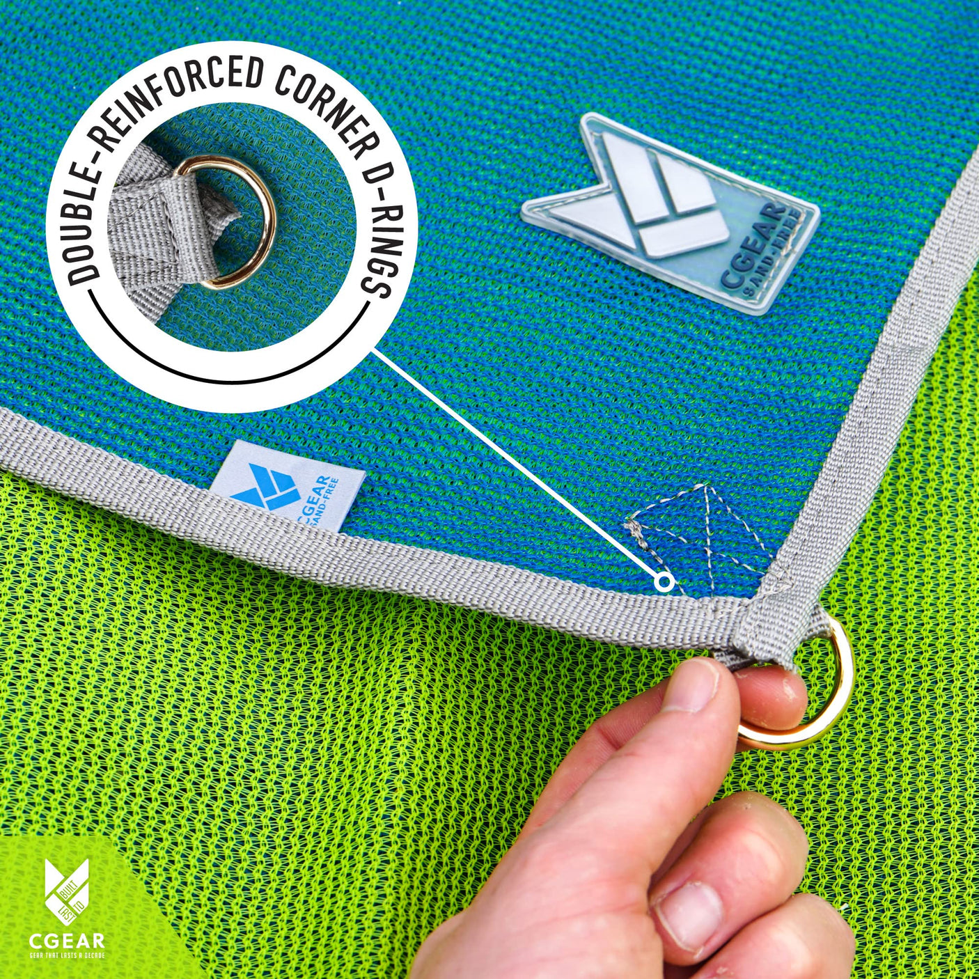 CGEAR Original Sand-Free Outdoor Rug Camping Mat - Water-Resistant & Anti-Fade Material - Military-Grade - Reversible Design - Area Rug for Beach, RV, & Picnics - Includes Travel Bag
