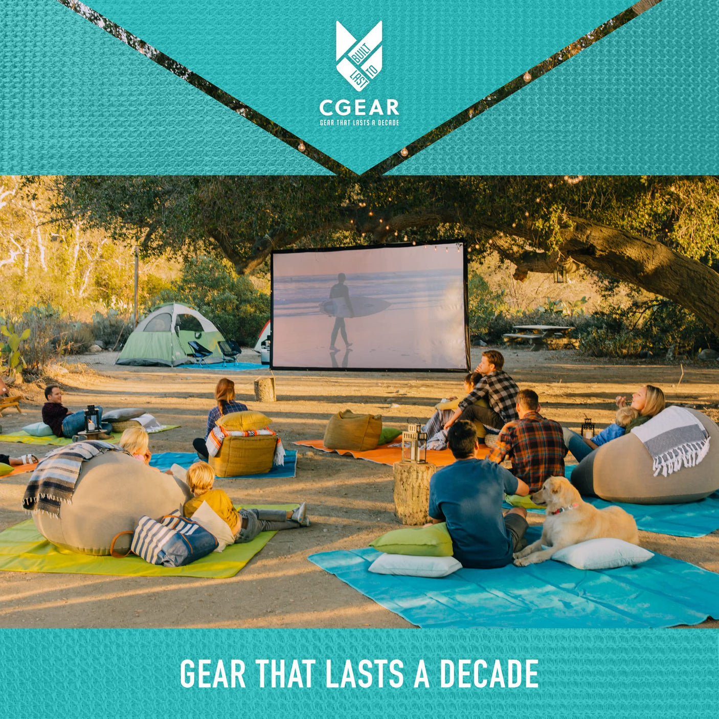 CGEAR Original Sand-Free Outdoor Rug Camping Mat - Water-Resistant & Anti-Fade Material - Military-Grade - Reversible Design - Area Rug for Beach, RV, & Picnics - Includes Travel Bag