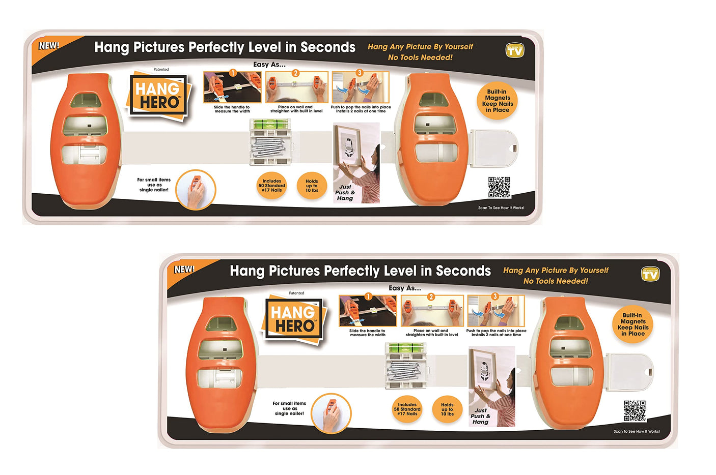 Hang Hero - All in One Picture Hanging System! Measures Frame, Levels and Inserts Nails at The Perfect Depth and Angle. Includes Hang Hero Unit and (50) #17 Brad Nails!