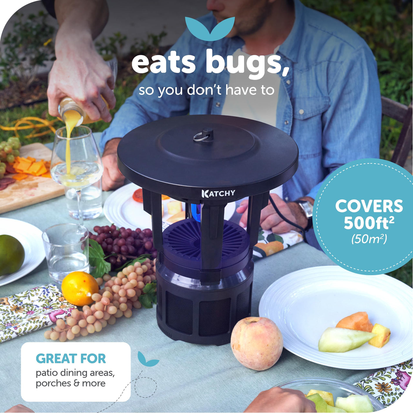 Katchy Indoor Insect Trap - Catcher & Killer for Mosquitos, Gnats, Moths, Fruit Flies - Non-Zapper Traps for Inside Your Home - Catch Insects Indoors with Suction, Bug Light & Sticky Glue (Black)