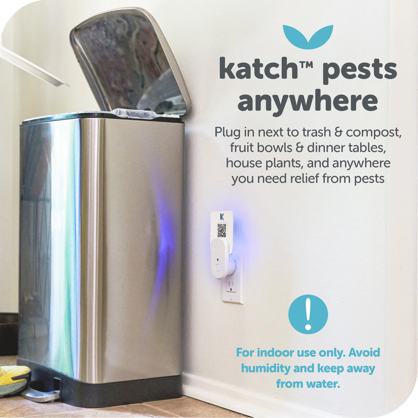 Katchy Indoor Insect Trap - Catcher & Killer for Mosquitos, Gnats, Moths, Fruit Flies - Non-Zapper Traps for Inside Your Home - Catch Insects Indoors with Suction, Bug Light & Sticky Glue (Black)