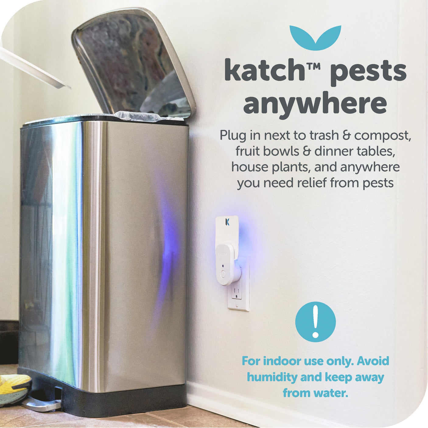 Katchy Indoor Insect Trap - Catcher & Killer for Mosquitos, Gnats, Moths, Fruit Flies - Non-Zapper Traps for Inside Your Home - Catch Insects Indoors with Suction, Bug Light & Sticky Glue (Black)