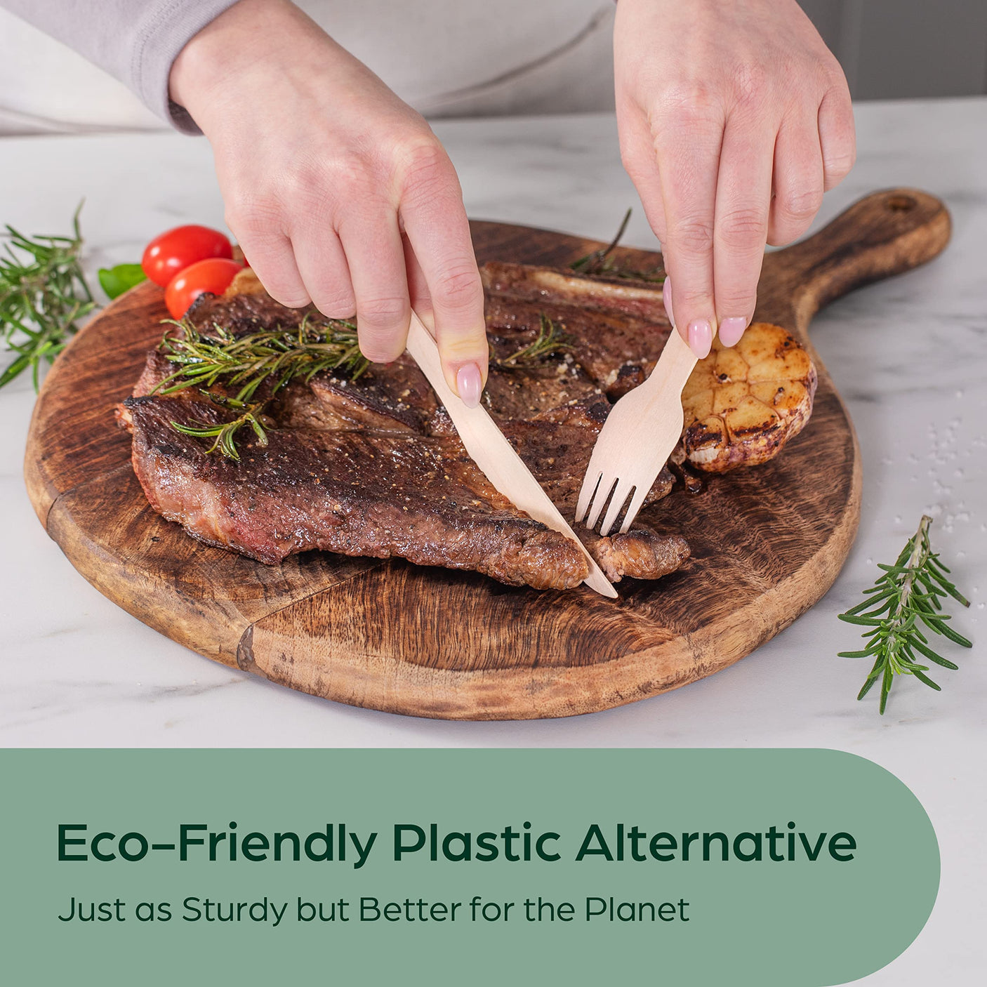 Wooden Compostable Utensils Set - 360 Pieces (120 Forks 120 Spoons 120 Knives) Sturdy Wood Disposable Cutlery - Eco-Friendly Biodegradable Utensils for Party - Free From Plastic Cutlery Set for Eating