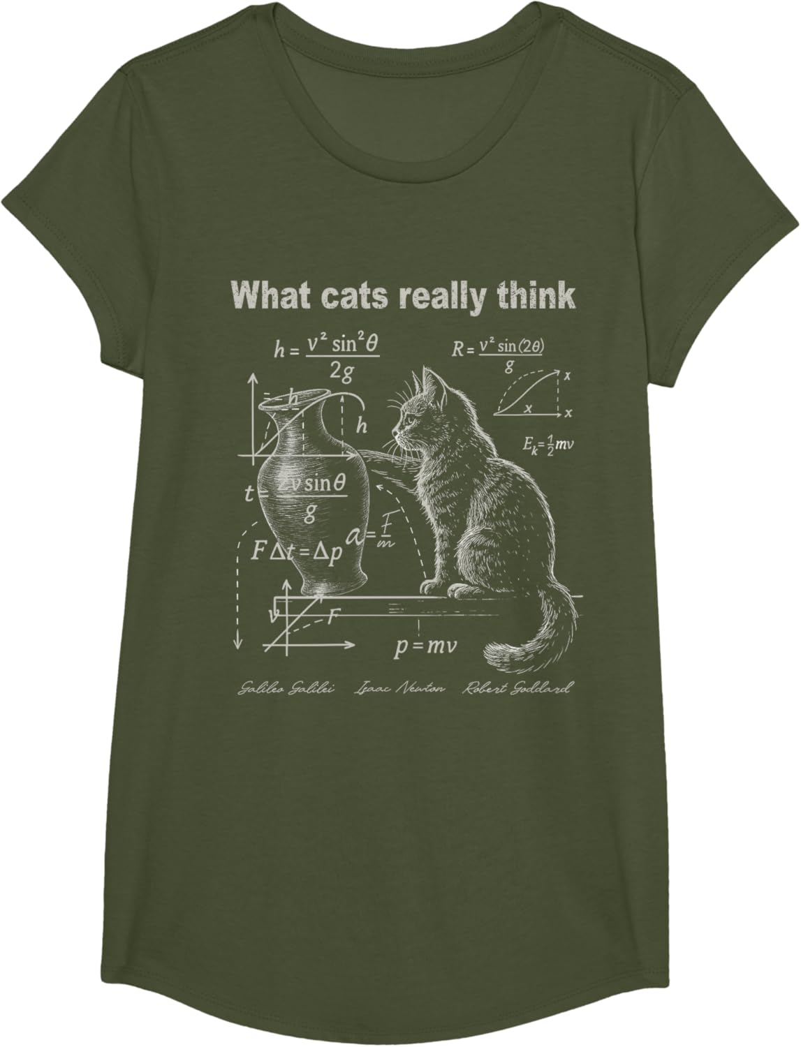 Funny Cat Physics Humor Design What Cats Really Think T-Shirt