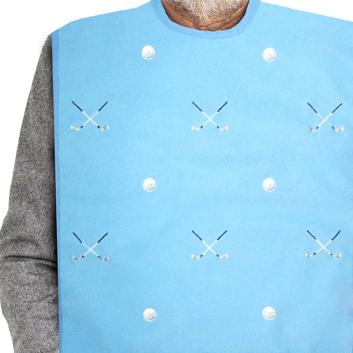 Adult Bibs for Men, Dress ‘n Dine™ Clothing Protectors for Eating, Senior Adult Bib Terry Cloth Crumb Catcher, Embroidered Design, Waterproof, Reusable, Washable (Blue Tie + Tuxedo) - Build Your Ideas