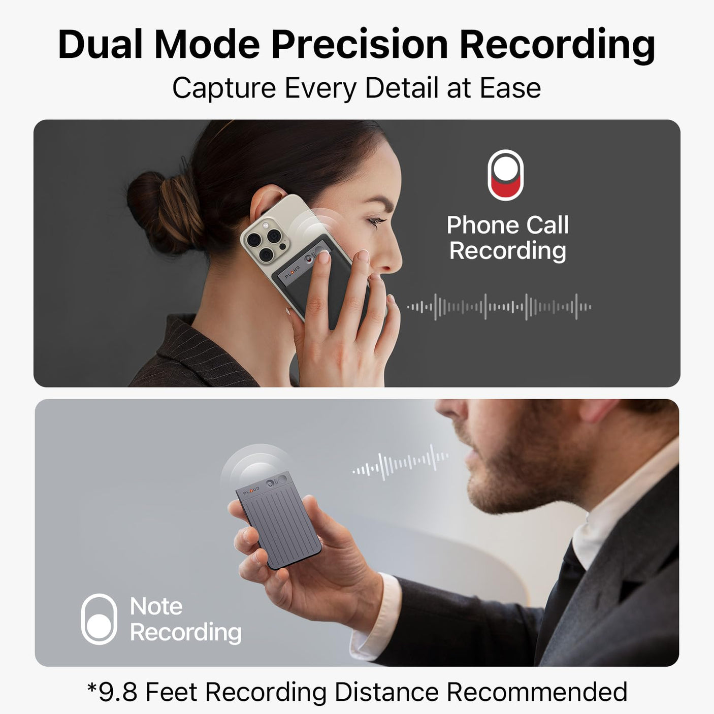AI Voice Recorder, PLAUD Note Voice Recorder w/Case, App Control, Transcribe & Summarize with AI Technology, Support 112 Languages, 64GB Memory, Audio Recorder for Lectures, Meetings, Calls, Black - Build Your Ideas