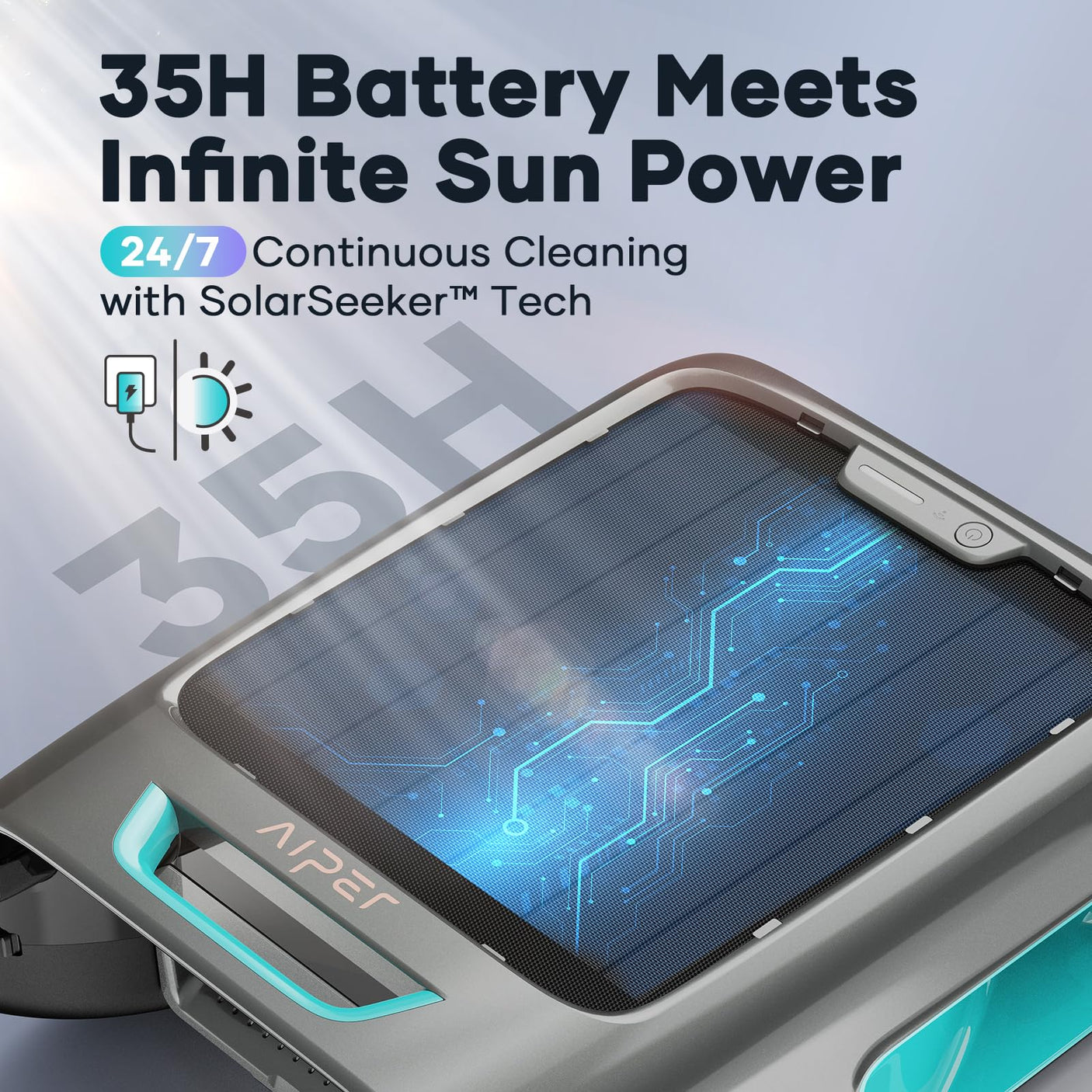 AIPER Surfer S2 Robotic Solar Pool Skimmer with APP Support, 24/7 Cleaning, Dual Charging Modes, Smart Obstacle Avoidance, Ideal for Most Swimming Pool Types - Build Your Ideas