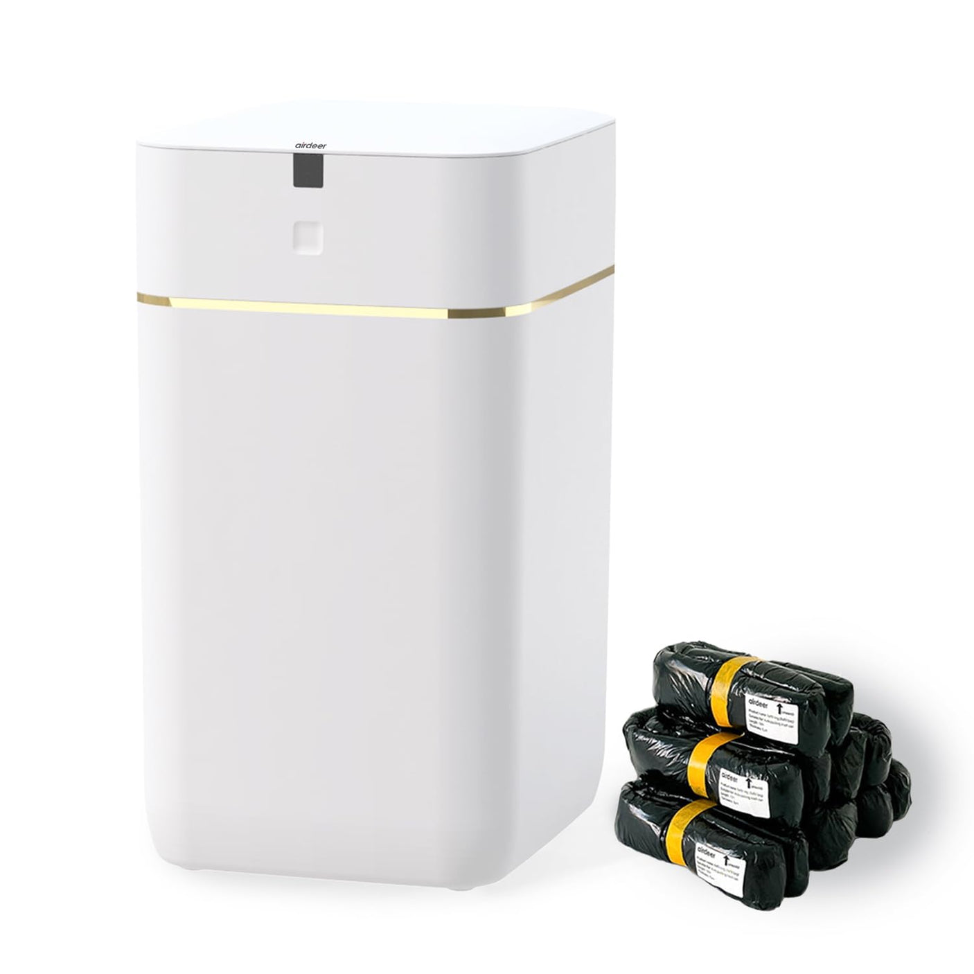 Automatic Trash Can, 4 Gallon Self Sealing and Self - Changing Smart Trash Can, Motion Sensor, Touchless Garbage can with lid for Kitchen Bathroom Bedroom Office, 6 Refill Rings(A1, White) - Build Your Ideas