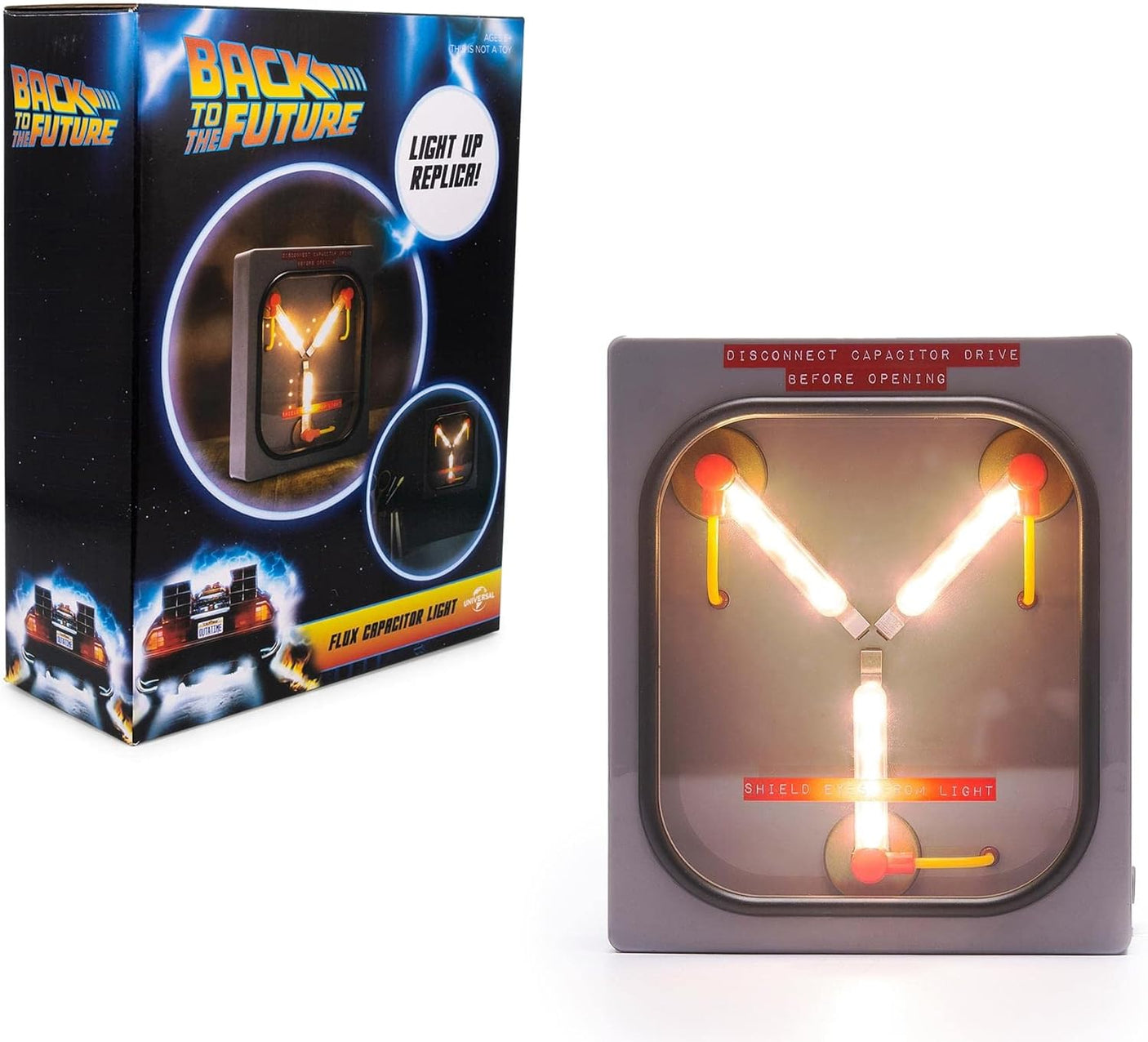Back to the Future Flux Capacitor Replica 6 - Inch USB Mood Light | Nightstand Table Lamp with LED Light for Bedroom, Desk, Living Room | Home Decor Room Essentials | '80s Toys, Gifts And Collectibles - Build Your Ideas