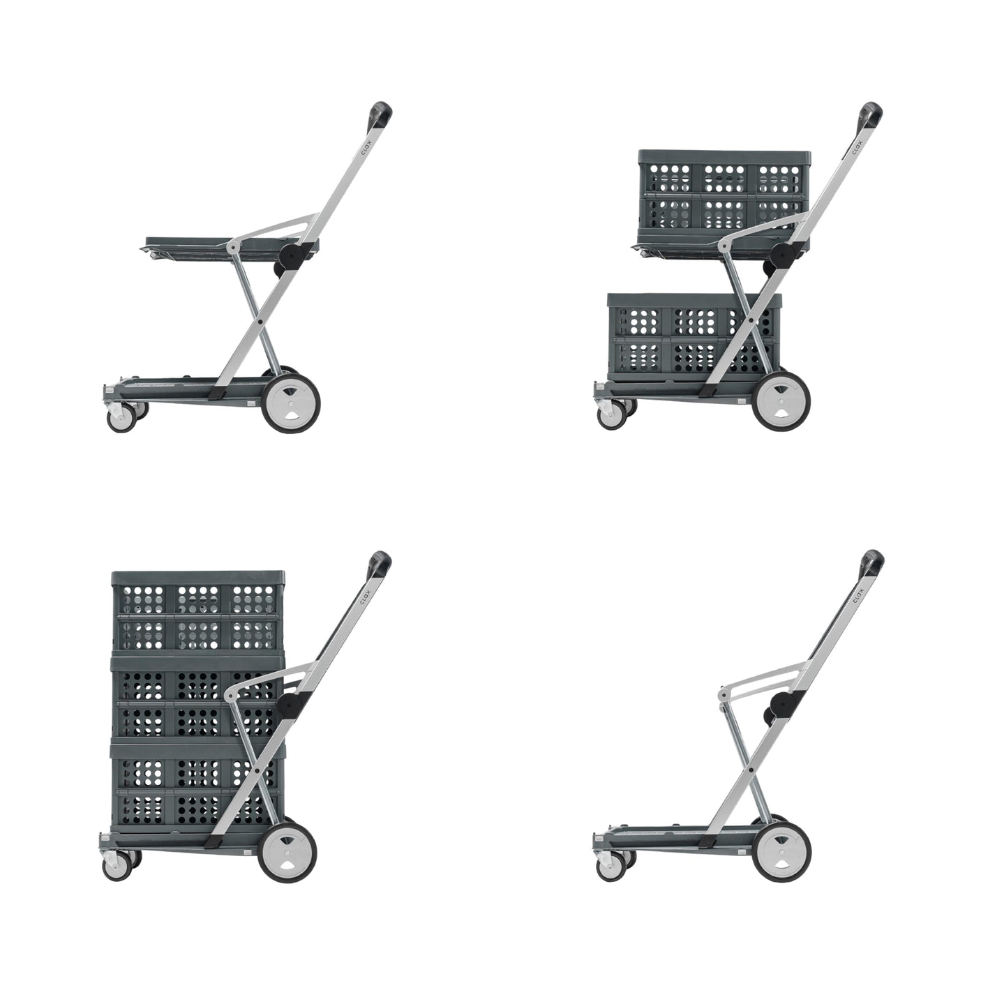 CLAX® The Original | Made in Germany | Multi use Functional Collapsible carts | Mobile Folding Trolley | Shopping cart with Storage Crate | Platform Truck (Green) - Build Your Ideas
