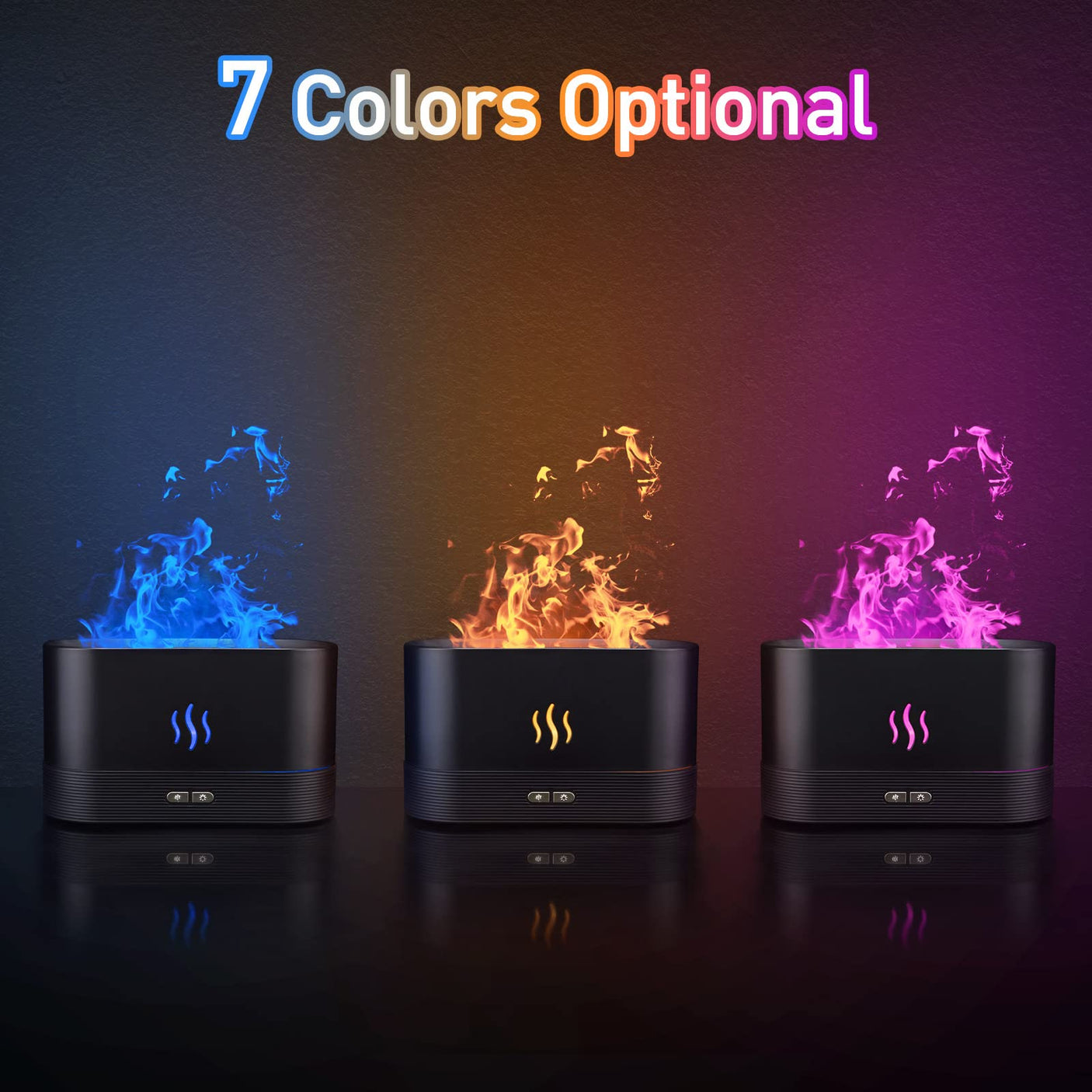 Colorful Flame Air Aroma Diffuser Humidifier, Upgraded 7 Flame Colors Noiseless Essential Oil Diffuser for Home,Office,Yoga with Auto - Off Protection 180mL (8Hours Black) - Build Your Ideas