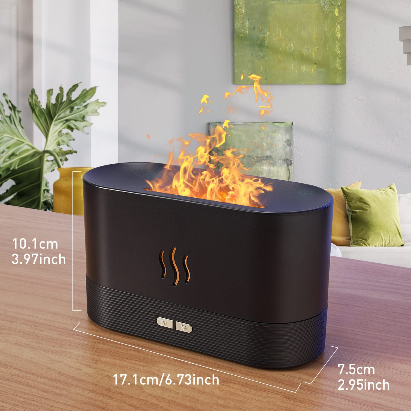 Colorful Flame Air Aroma Diffuser Humidifier, Upgraded 7 Flame Colors Noiseless Essential Oil Diffuser for Home,Office,Yoga with Auto - Off Protection 180mL (8Hours Black) - Build Your Ideas