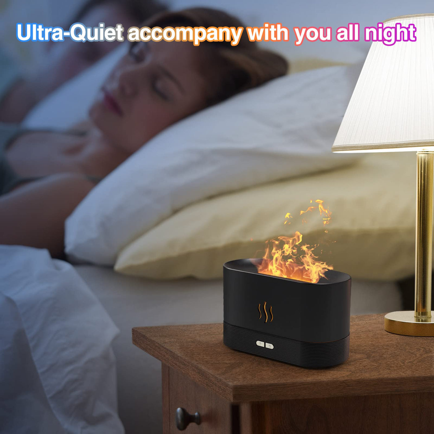 Colorful Flame Air Aroma Diffuser Humidifier, Upgraded 7 Flame Colors Noiseless Essential Oil Diffuser for Home,Office,Yoga with Auto - Off Protection 180mL (8Hours Black) - Build Your Ideas