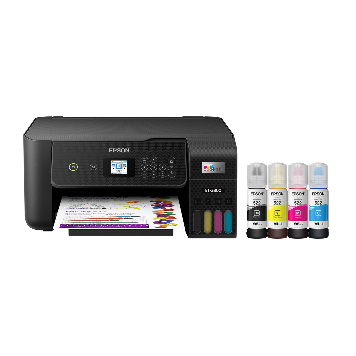 Epson EcoTank ET - 2800 Wireless Color All - in - One Cartridge - Free Supertank Printer with Scan and Copy – The Ideal Basic Home Printer - Black, Medium - Build Your Ideas