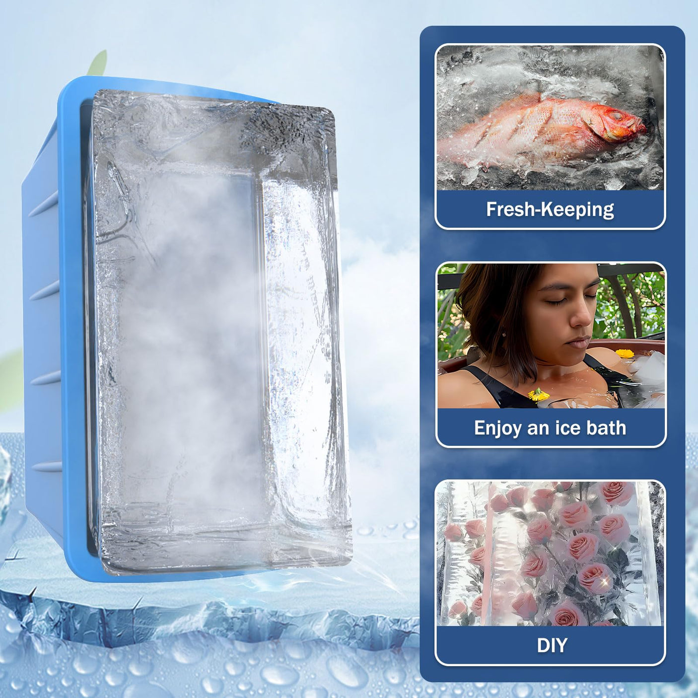 Extra Large Ice Cube Molds 4Pack 32LB Silicone Large Ice Cube Molds for Cold Plunge Tub,Reusable Ice Cube Trays for Freezer,Ice Block Molds for Home Ice Baths,Cold Plunge Accessories,Ice Bath Chiller - Build Your Ideas