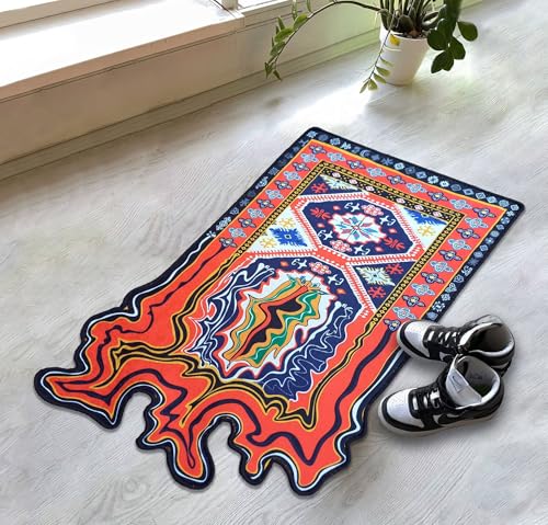 Melting Rug 2x3 Oriental Design Melting Area Rug Machine Washable Traditional Carpet Nonslip Mat Scandinavian Melting Rug for Living Room Bedroom Kitchen Abstract Rug Fabric Surface - Build Your Ideas