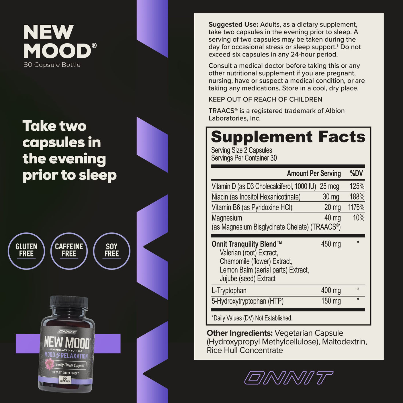 ONNIT New Mood Daily Stress Support Capsules, Sleep and Mood Support Supplement for Men and Women, Daily Stress Management Capsules, 30 Count - Build Your Ideas