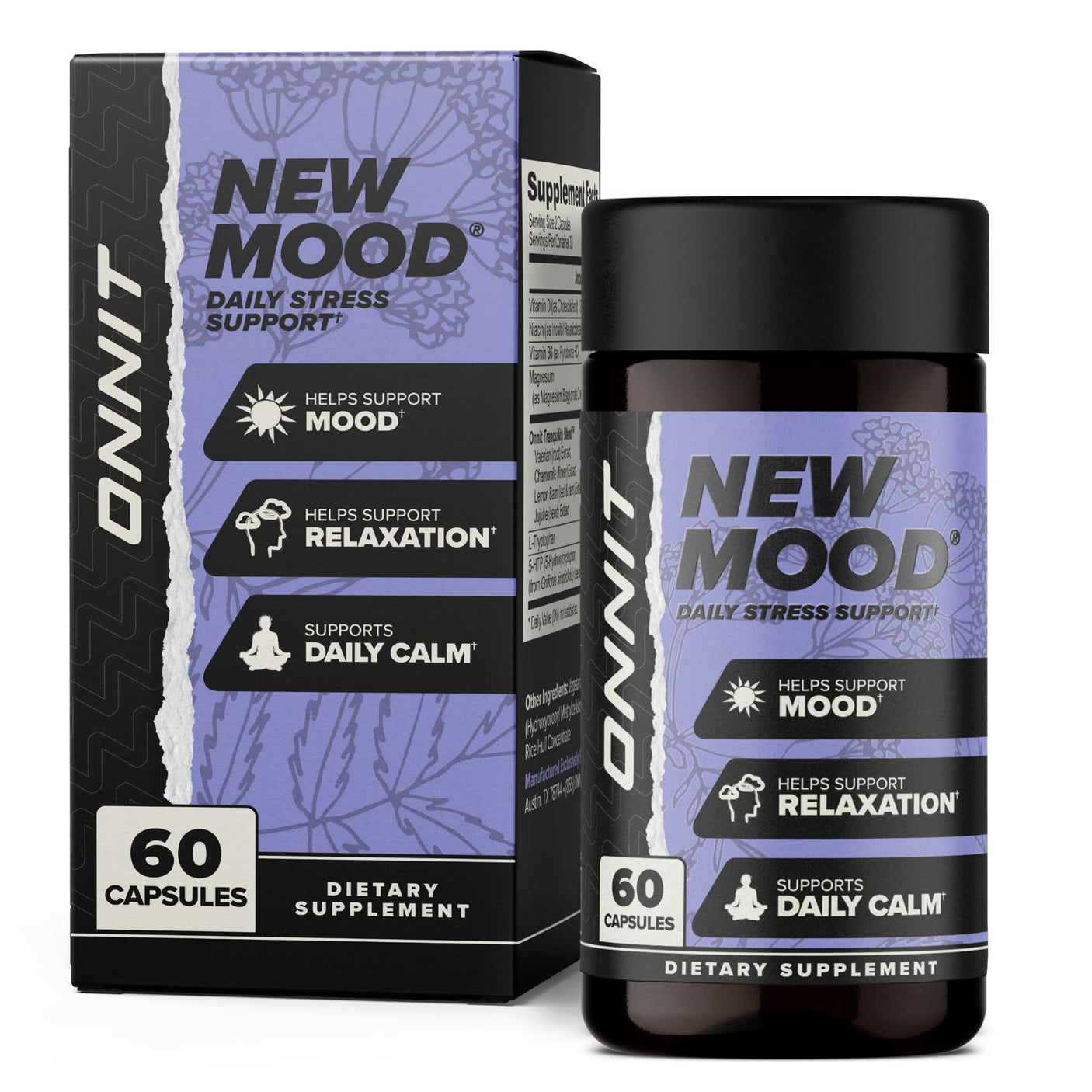 ONNIT New Mood Daily Stress Support Capsules, Sleep and Mood Support Supplement for Men and Women, Daily Stress Management Capsules, 30 Count - Build Your Ideas