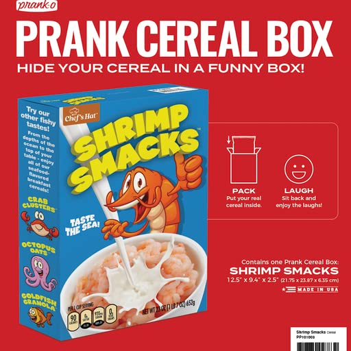 Prank Pack Cereal Box: Shrimp Smacks, Prank Gift Box, Prank Perfect for Kids, Novelty Gifting Box for Pranksters - Build Your Ideas