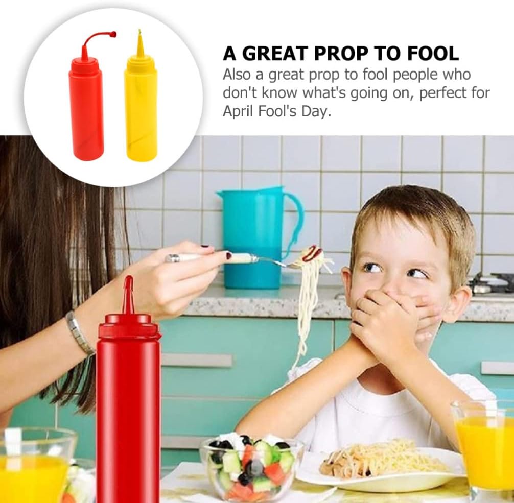 STOBOK 2Pcs Fake Mustard and Ketchup Bottle Funny Fake Salad Dressing Bottle Prank Toys Phoney Condiment Squirt Bottle Toy for Adults Kids Halloween Party - Build Your Ideas