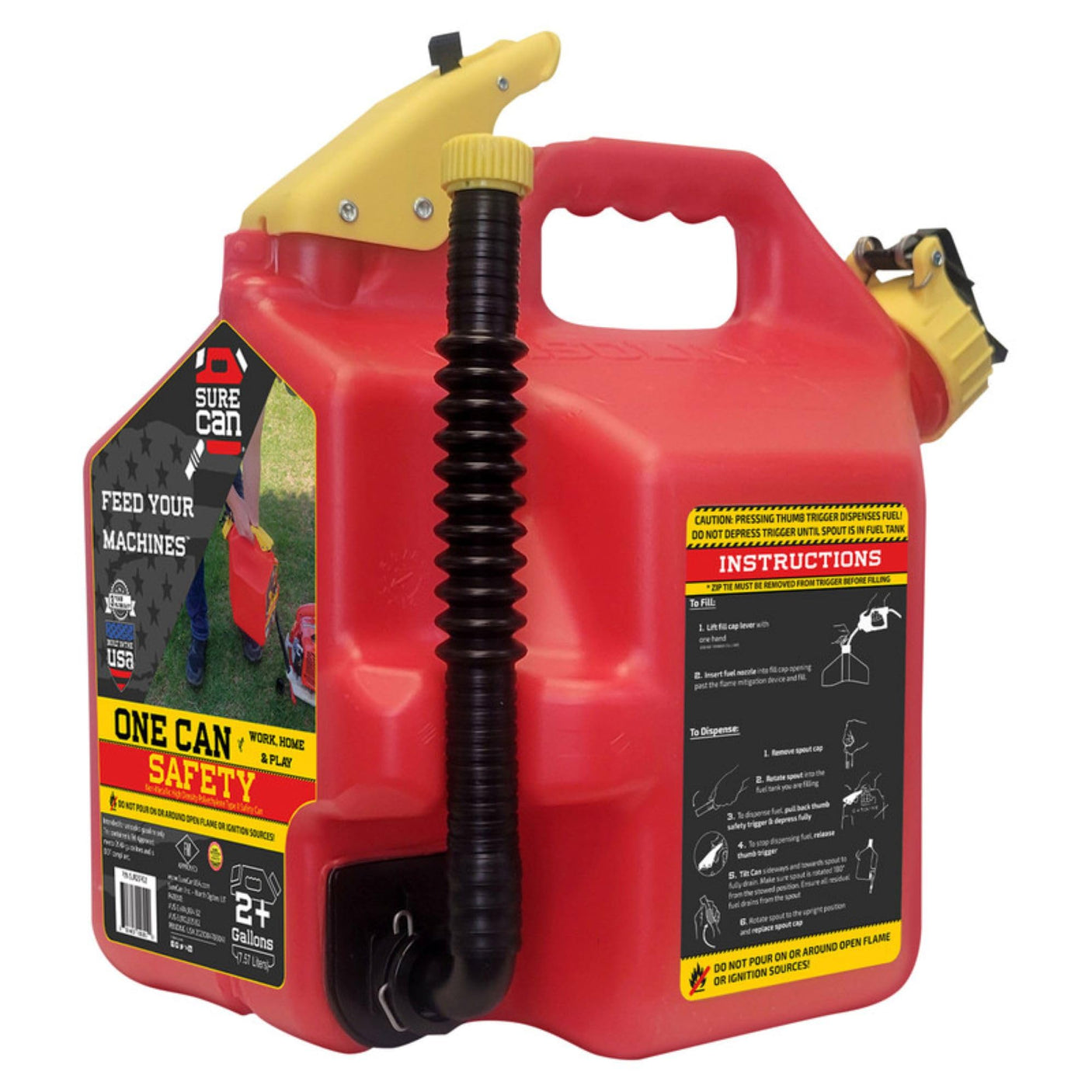 Surecan 5 Gallon Container Type II - Rotating Spout, Self - Venting, & Spill Free, Ideal Large Five Gallon Safety Storage Can (Red, SUR5SFG2) - Build Your Ideas