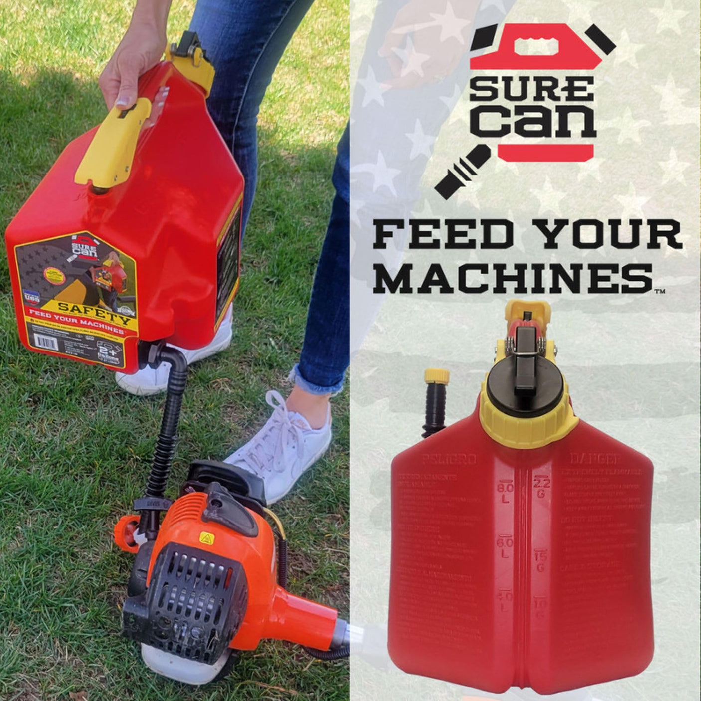 Surecan 5 Gallon Container Type II - Rotating Spout, Self - Venting, & Spill Free, Ideal Large Five Gallon Safety Storage Can (Red, SUR5SFG2) - Build Your Ideas