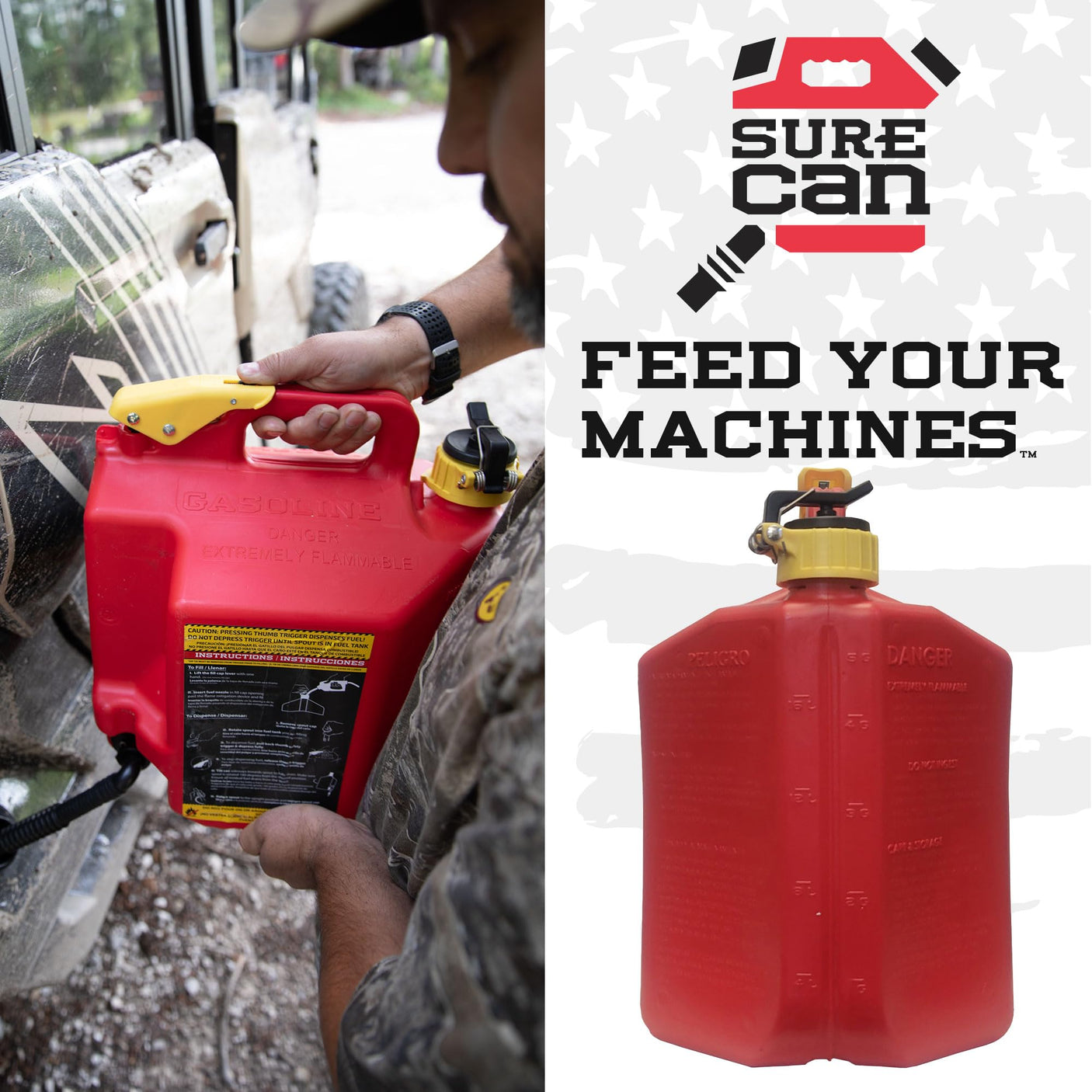 Surecan 5 Gallon Container Type II - Rotating Spout, Self - Venting, & Spill Free, Ideal Large Five Gallon Safety Storage Can (Red, SUR5SFG2) - Build Your Ideas