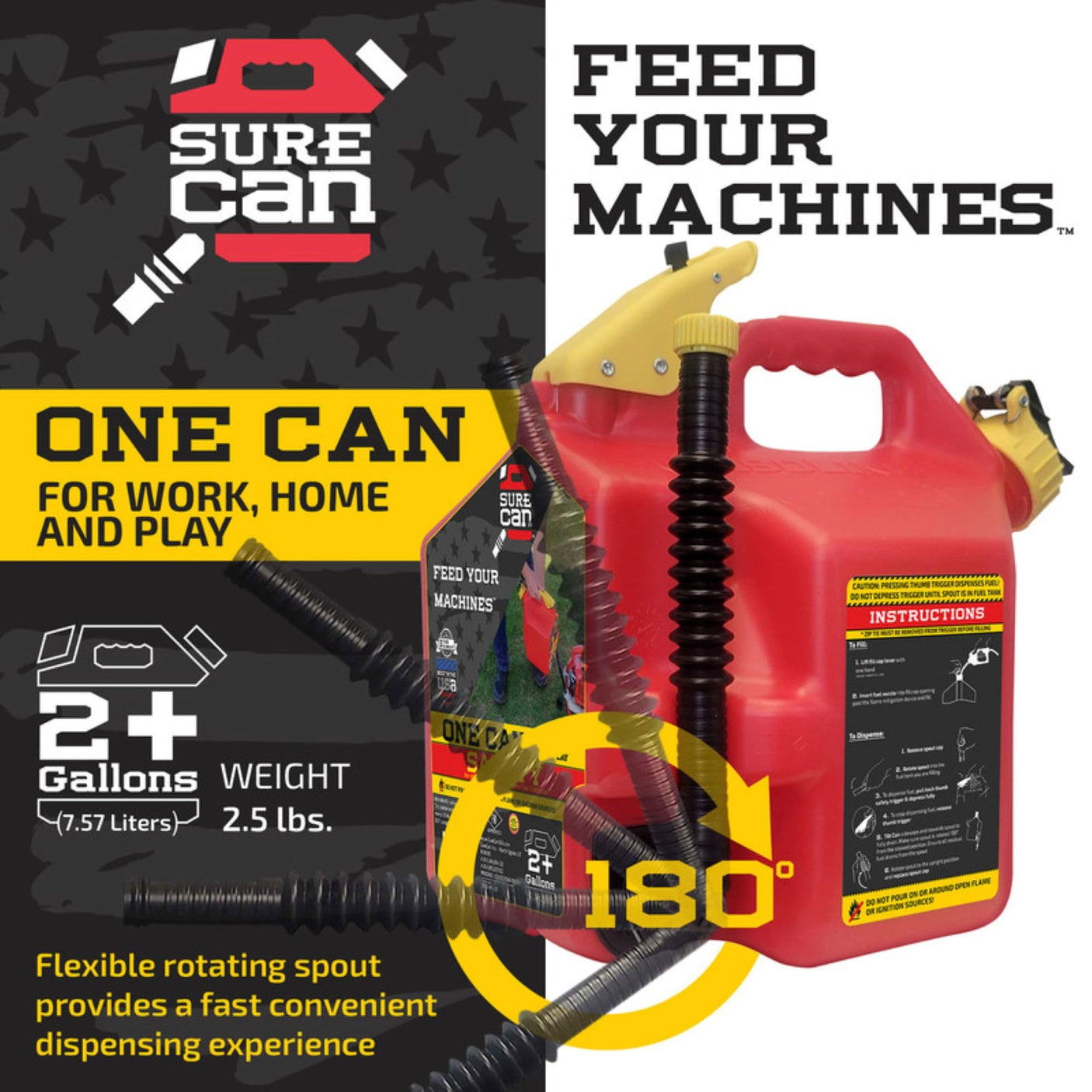 Surecan 5 Gallon Container Type II - Rotating Spout, Self - Venting, & Spill Free, Ideal Large Five Gallon Safety Storage Can (Red, SUR5SFG2) - Build Your Ideas