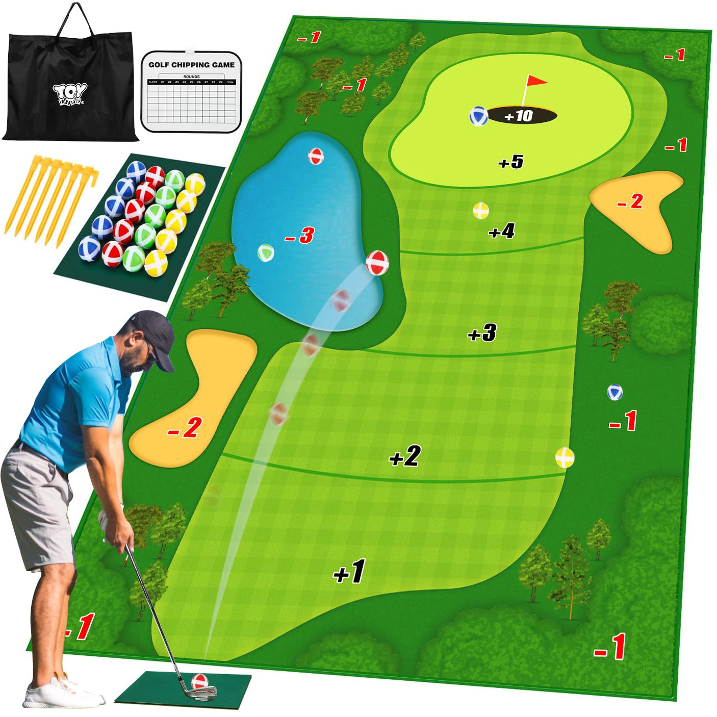 TOY Life Chipping Golf Game Mat Indoor Outdoor Games for Adults and Family Kids Outdoor Play Equipment Stick Chip Game Indoor Golf Set Backyard Games Outdoor Toys for Kids - Build Your Ideas