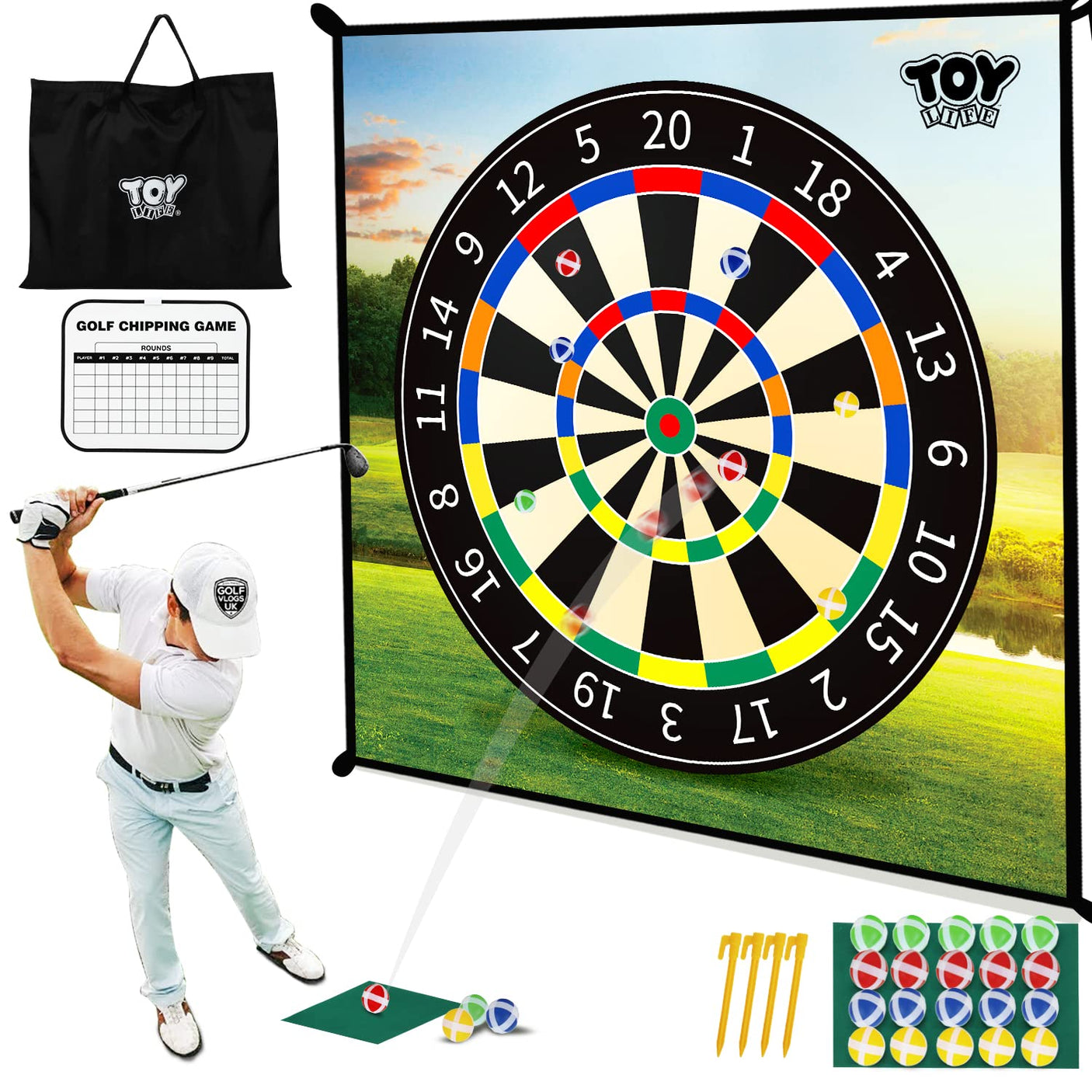 TOY Life Chipping Golf Game Mat Indoor Outdoor Games for Adults and Family Kids Outdoor Play Equipment Stick Chip Game Indoor Golf Set Backyard Games Outdoor Toys for Kids - Build Your Ideas