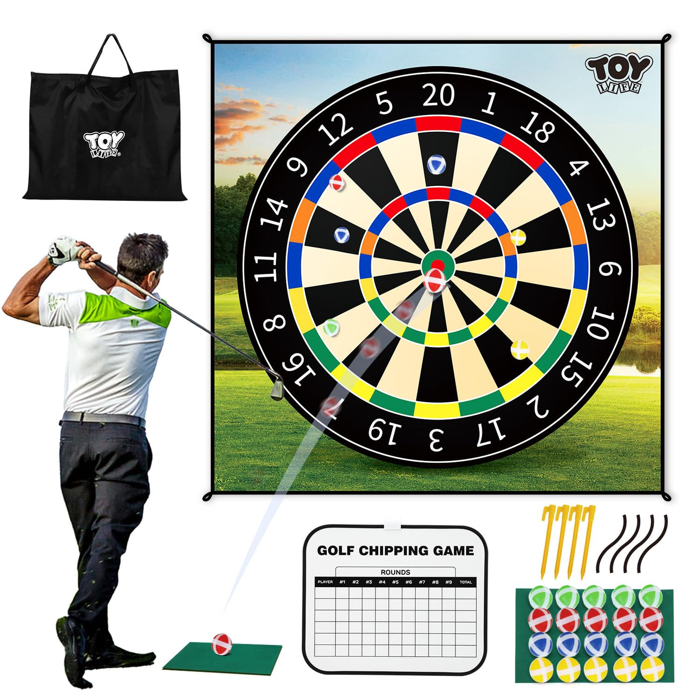 TOY Life Chipping Golf Game Mat Indoor Outdoor Games for Adults and Family Kids Outdoor Play Equipment Stick Chip Game Indoor Golf Set Backyard Games Outdoor Toys for Kids - Build Your Ideas