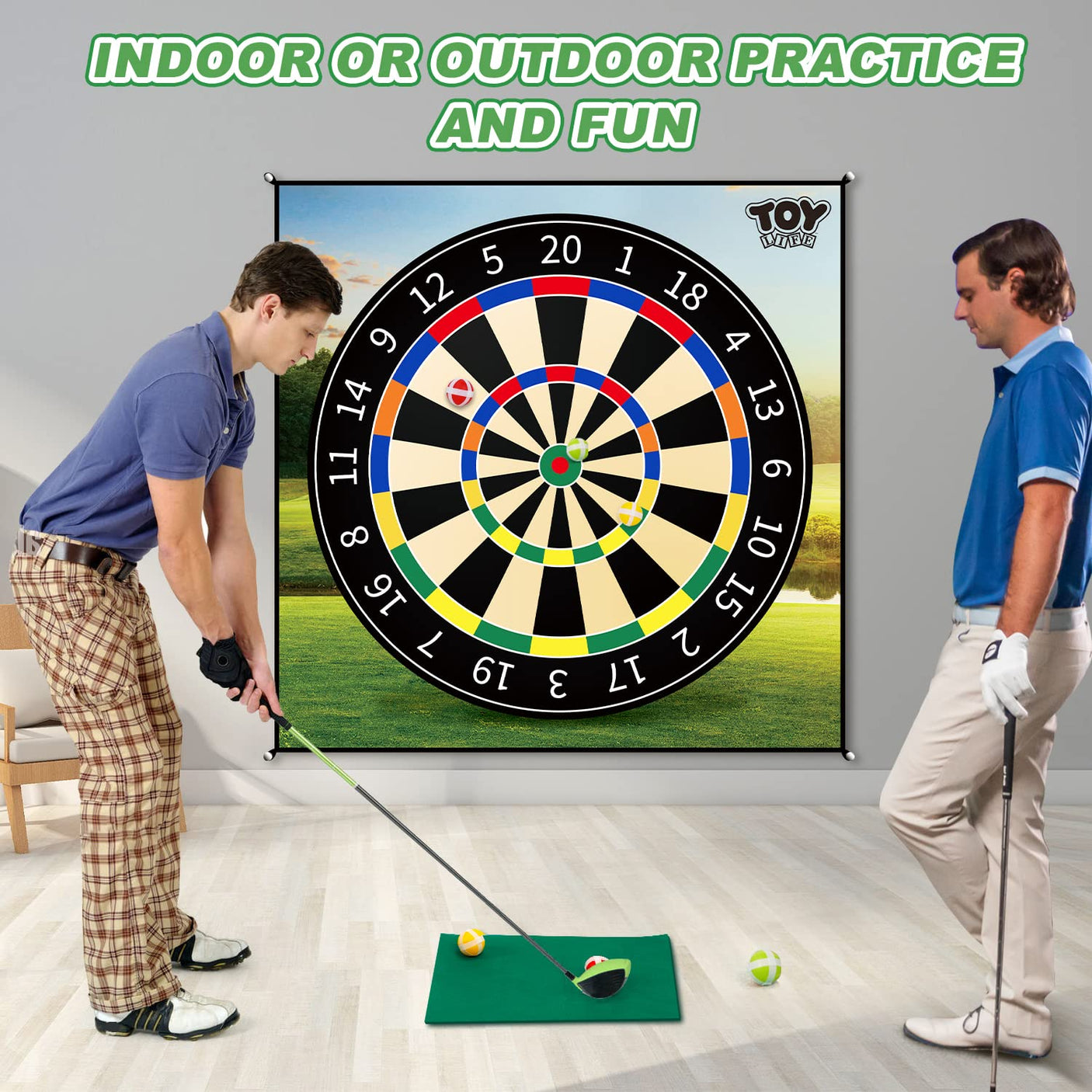 TOY Life Chipping Golf Game Mat Indoor Outdoor Games for Adults and Family Kids Outdoor Play Equipment Stick Chip Game Indoor Golf Set Backyard Games Outdoor Toys for Kids - Build Your Ideas