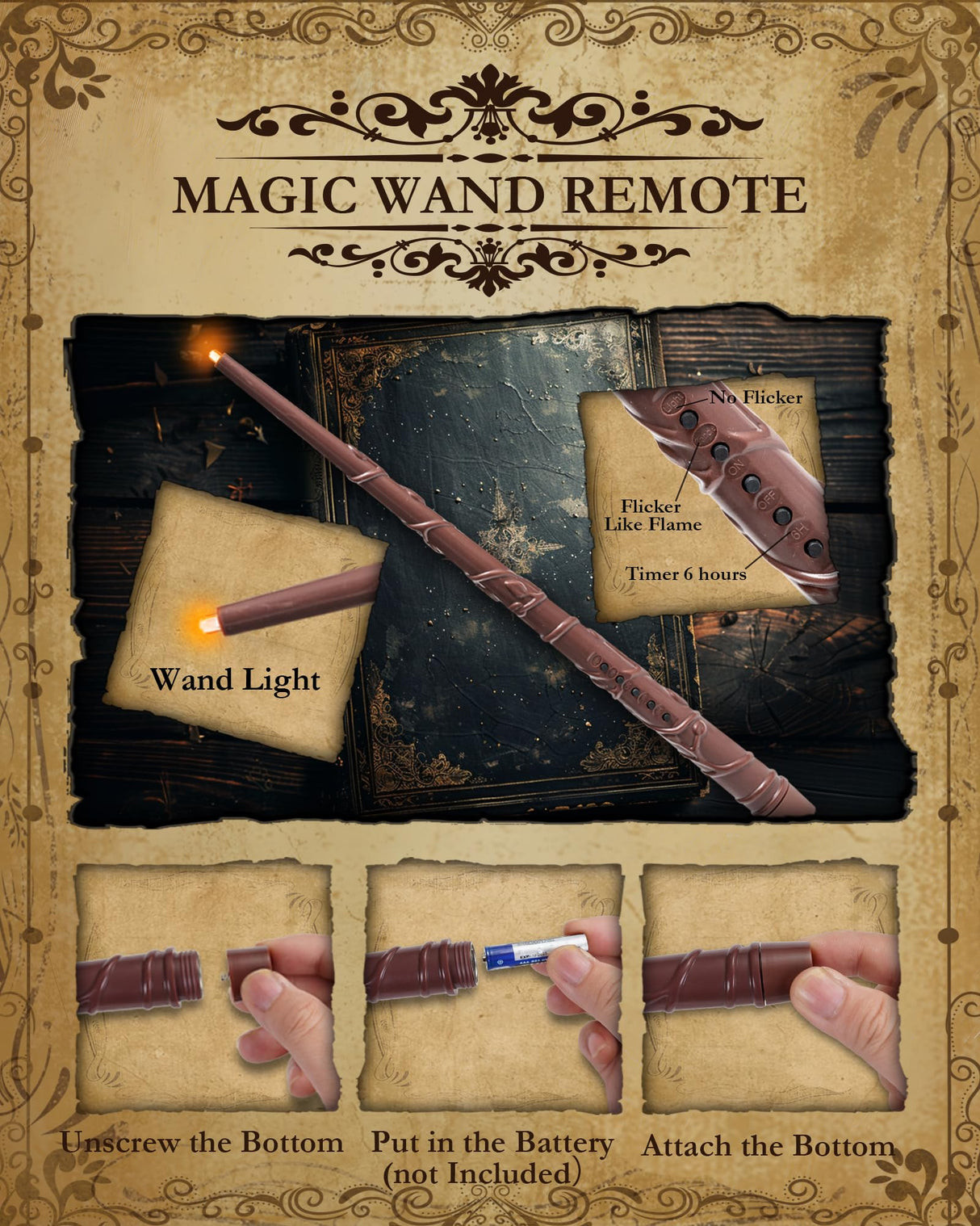 20 Pcs Floating Candles with Wand, Hanging Candles with Timer, Magic Deco Candles Flickering Warm Light, Flameless Taper Candles with Wand Remote, LED Candlesticks for Birthday Halloween Party Decor - Build Your Ideas