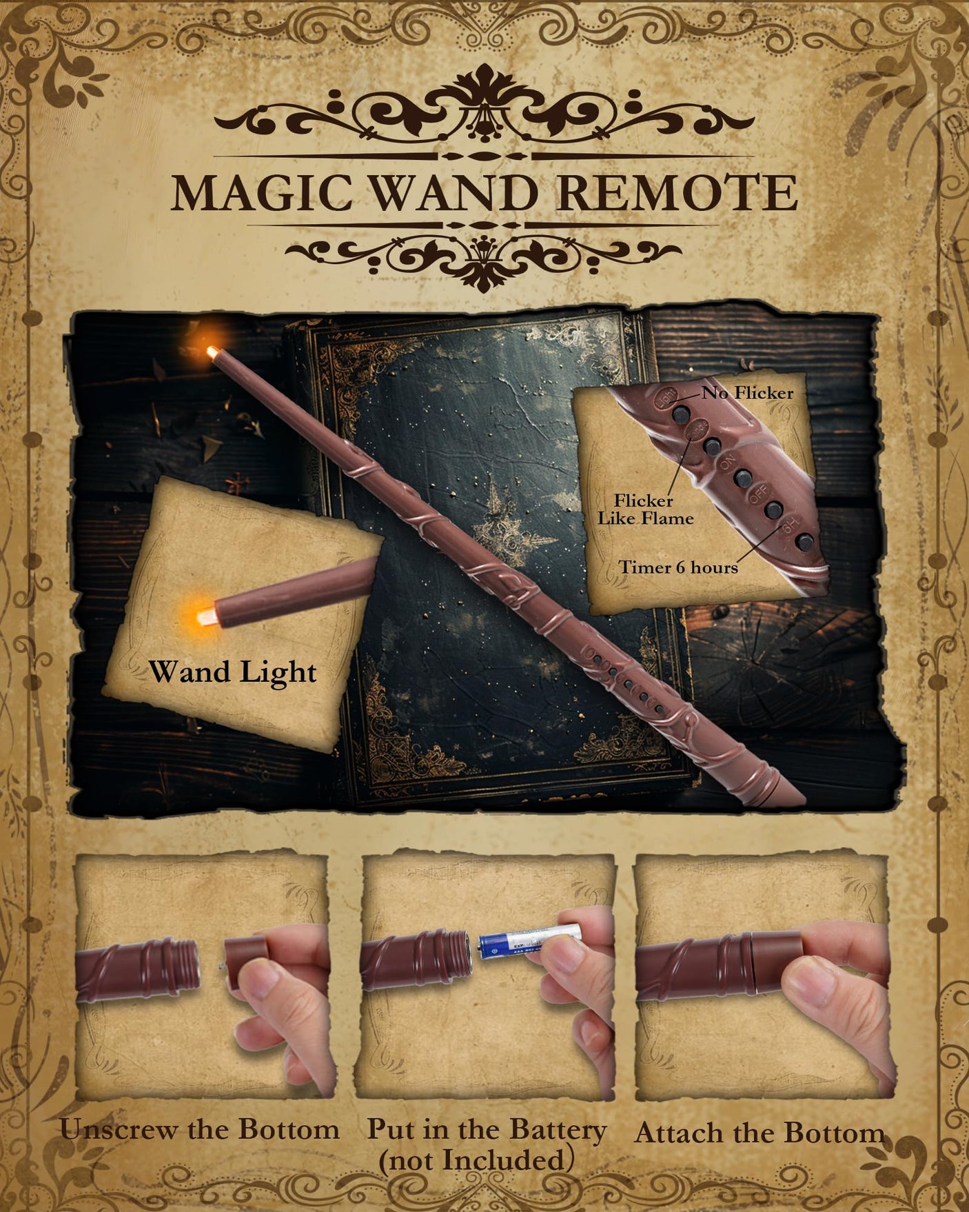 20 Pcs Floating Candles with Wand, Hanging Candles with Timer, Magic Deco Candles Flickering Warm Light, Flameless Taper Candles with Wand Remote, LED Candlesticks for Birthday Halloween Party Decor - Build Your Ideas