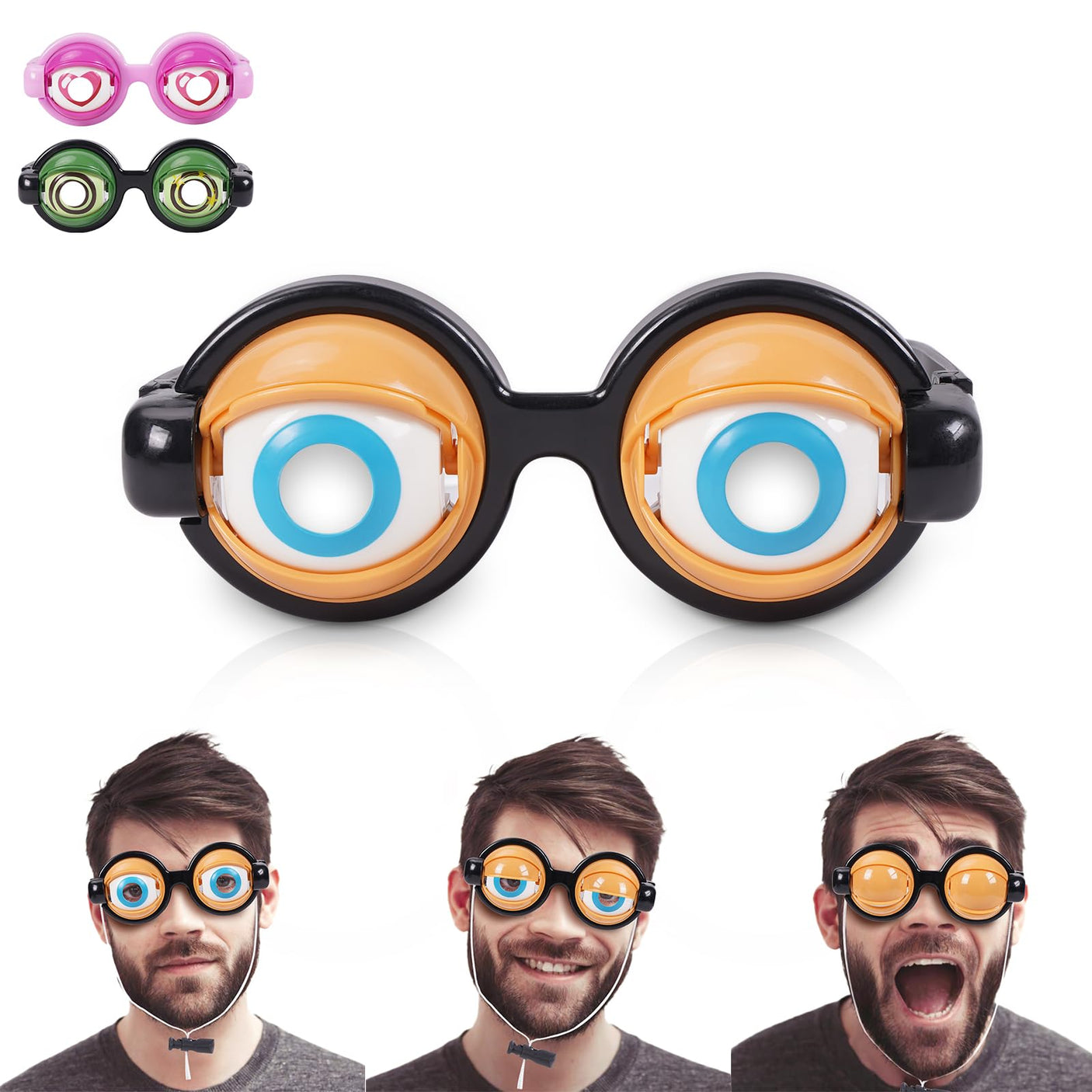 2PCS Funny Glasses for Adults Crazy Eye Glass Googly Eye Glasses Adult Size Silly Sunglass With Blinking Eyeball On Them Novelty Eyeglasses for Kids Hilarious Gag Gifts Prank Stuff Goofy Glasses Joke - Build Your Ideas
