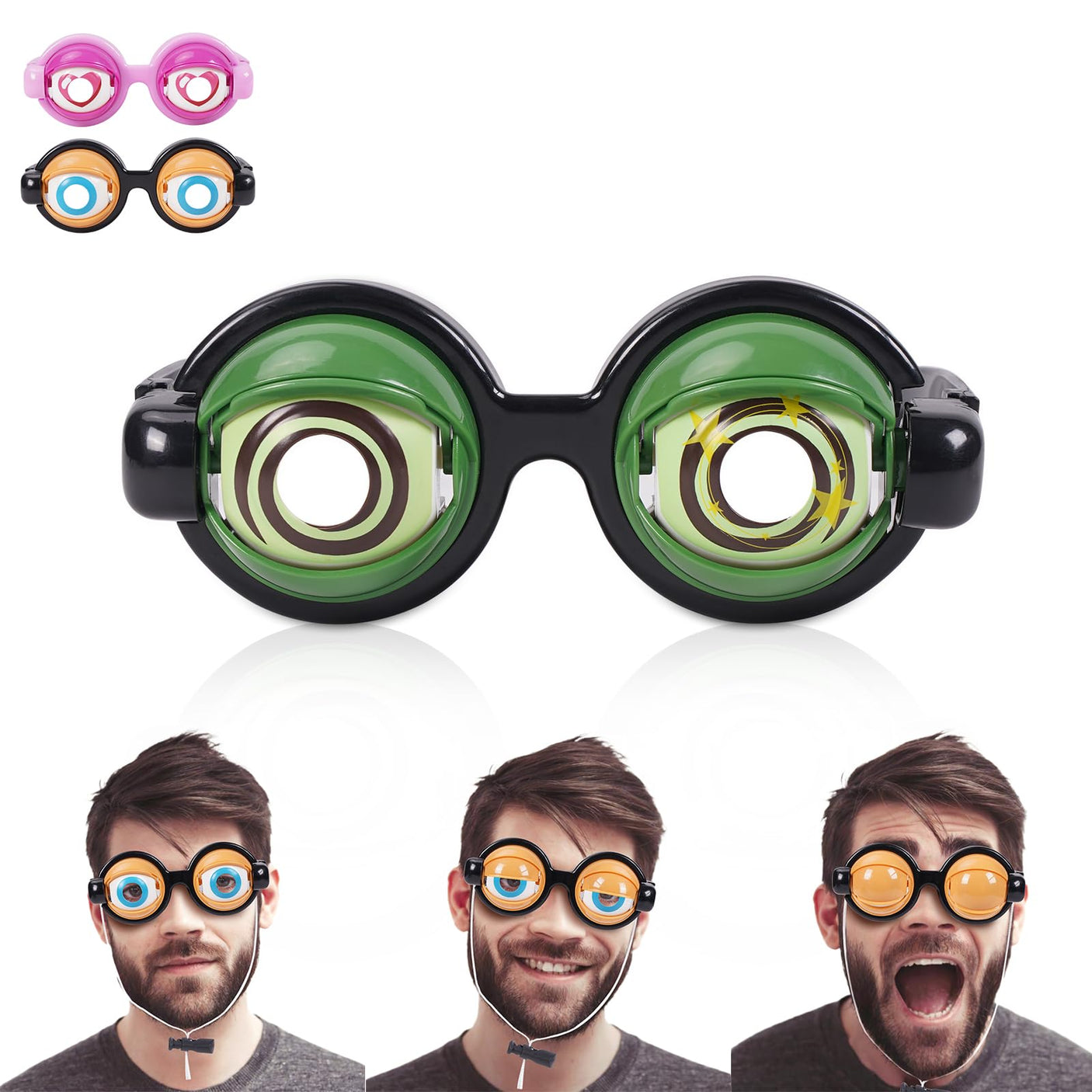2PCS Funny Glasses for Adults Crazy Eye Glass Googly Eye Glasses Adult Size Silly Sunglass With Blinking Eyeball On Them Novelty Eyeglasses for Kids Hilarious Gag Gifts Prank Stuff Goofy Glasses Joke - Build Your Ideas