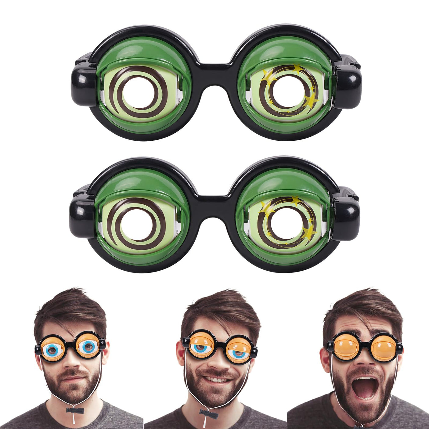 2PCS Funny Glasses for Adults Crazy Eye Glass Googly Eye Glasses Adult Size Silly Sunglass With Blinking Eyeball On Them Novelty Eyeglasses for Kids Hilarious Gag Gifts Prank Stuff Goofy Glasses Joke - Build Your Ideas