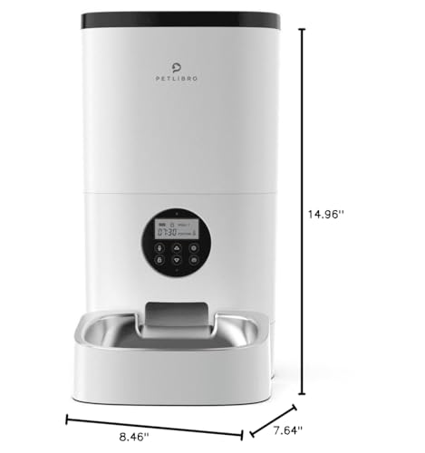 PETLIBRO Automatic Dog Feeder, 6L Dog Food Dispenser with Timer Interactive Voice Recorder, Auto Dog Feeder with Desiccant Bag 1-4 Meals Dry Food, Black Transparent