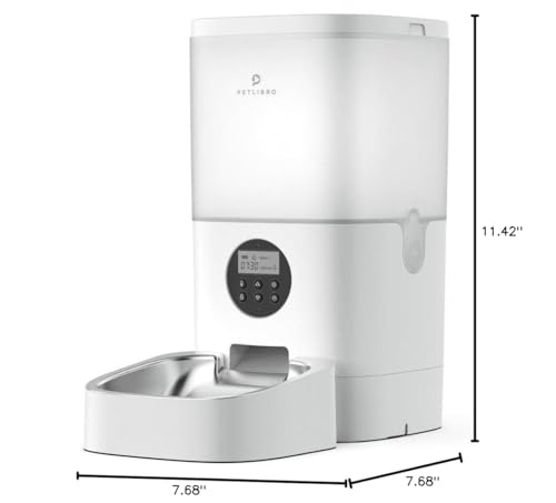 PETLIBRO Automatic Dog Feeder, 6L Dog Food Dispenser with Timer Interactive Voice Recorder, Auto Dog Feeder with Desiccant Bag 1-4 Meals Dry Food, Black Transparent