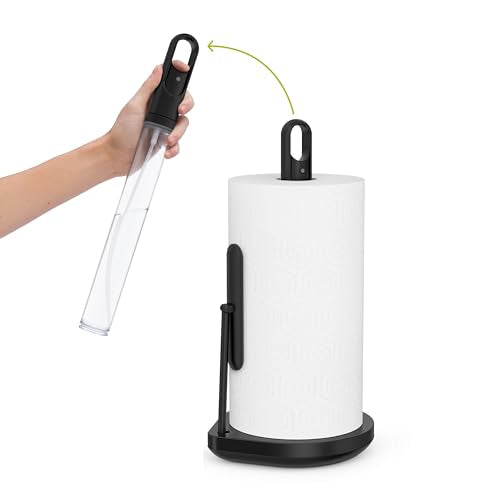 simplehuman Standing Paper Towel Holder with Spray Pump, Brass Stainless Steel, Gold
