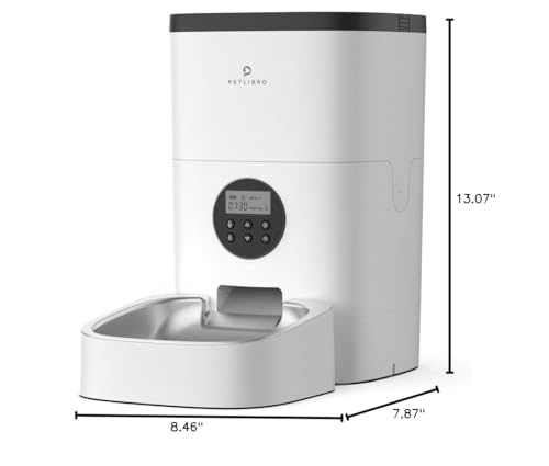 PETLIBRO Automatic Dog Feeder, 6L Dog Food Dispenser with Timer Interactive Voice Recorder, Auto Dog Feeder with Desiccant Bag 1-4 Meals Dry Food, Black Transparent