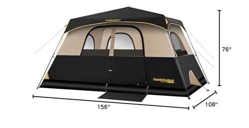 FanttikOutdoor Camping Tent 4/6/8/10 Person Instant Cabin Tent Setup in 60 Seconds with Rainfly & Windproof Portable with Carry Bag for Family Camping & Hiking