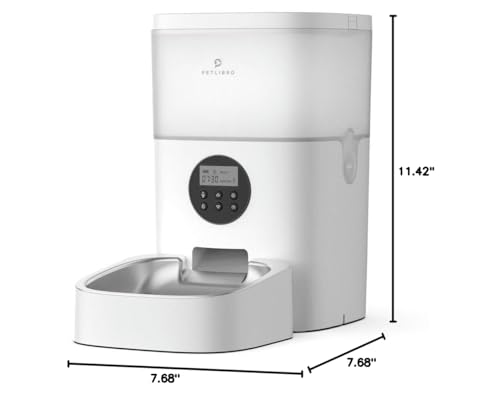 PETLIBRO Automatic Dog Feeder, 6L Dog Food Dispenser with Timer Interactive Voice Recorder, Auto Dog Feeder with Desiccant Bag 1-4 Meals Dry Food, Black Transparent