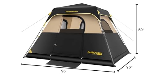 FanttikOutdoor Camping Tent 4/6/8/10 Person Instant Cabin Tent Setup in 60 Seconds with Rainfly & Windproof Portable with Carry Bag for Family Camping & Hiking