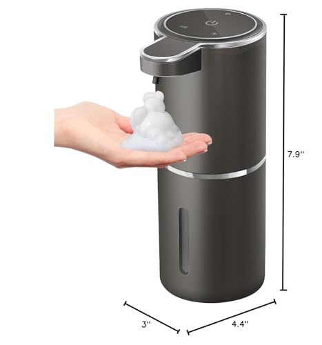 Automatic Foaming Soap Dispenser,4-Level Adjustable Foam, Wall Mount, USB Rechargeable,12.8oz/ 380ml,Touchless Hand & Dish Soap Dispenser for Bathroom, Kitchen,Hotel, Restaurant