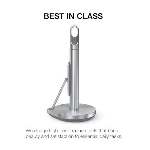 simplehuman Standing Paper Towel Holder with Spray Pump, Brass Stainless Steel, Gold