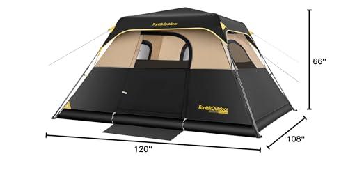 FanttikOutdoor Camping Tent 4/6/8/10 Person Instant Cabin Tent Setup in 60 Seconds with Rainfly & Windproof Portable with Carry Bag for Family Camping & Hiking