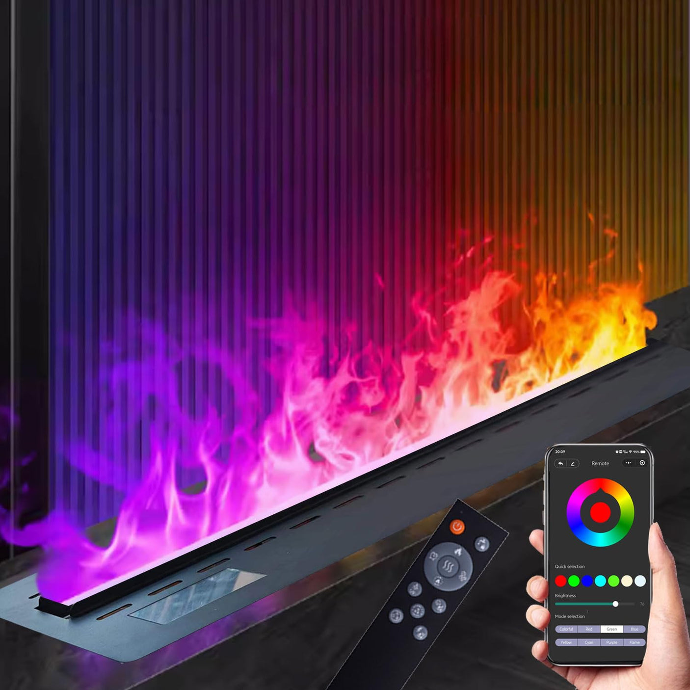 36 inch Water Vapor Fireplace 3D Atomizing Fireplace Recessed Electric Fireplace Remote Control with Timer Touch Simulation Flame Touch Flame Multiple Colors and Flame Adjustment - Build Your Ideas